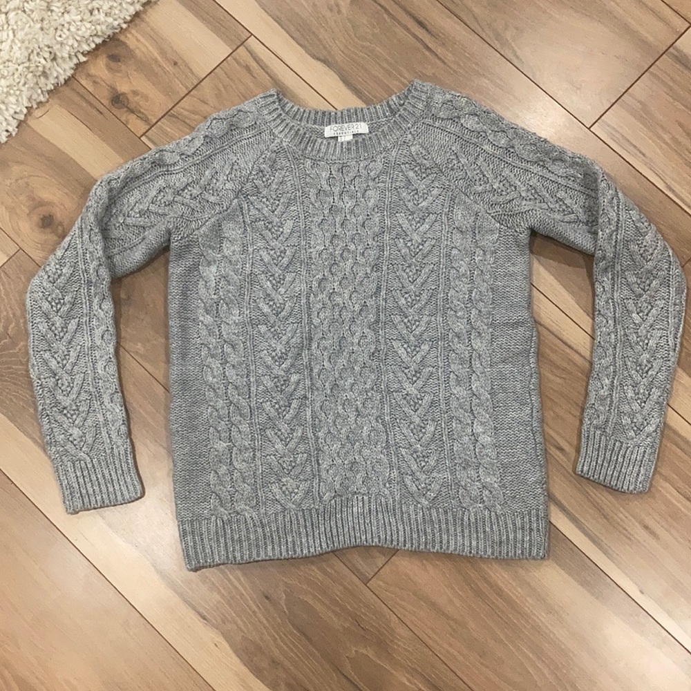 Grey cable knit sweater